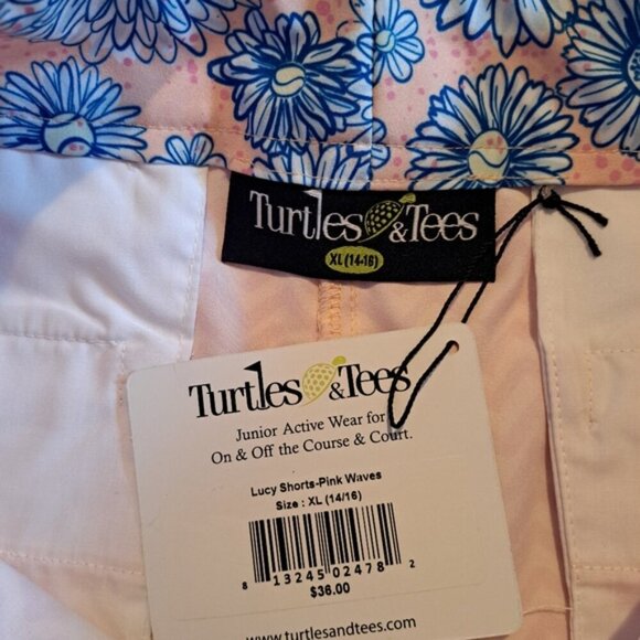 Turtles & Tees girls size XL 14/16 pink & peach shorts, zig zag design NWT - Picture 3 of 5